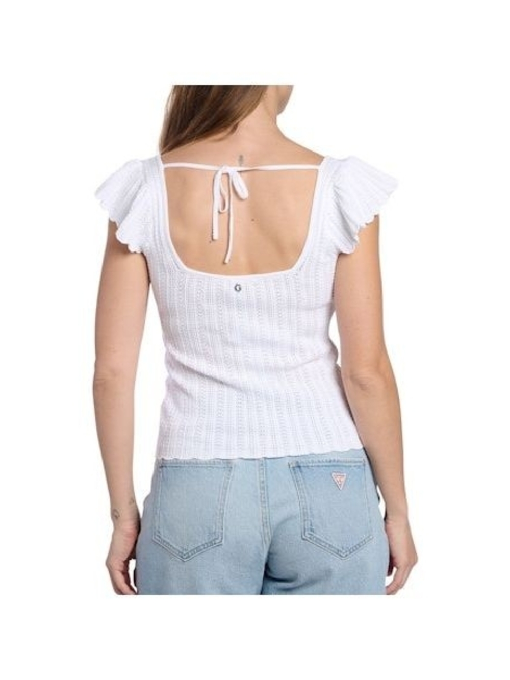 Guess NWOT White Square-Neck Top Size Small